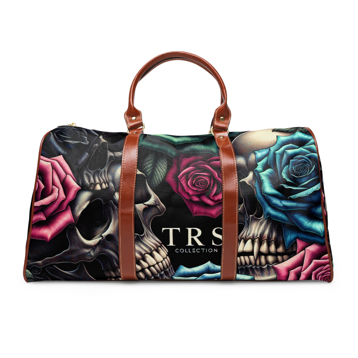 The TRS Bold & Vibrant Skulls & Roses Waterproof Duffel